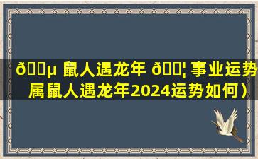 🐵 鼠人遇龙年 🐦 事业运势（属鼠人遇龙年2024运势如何）